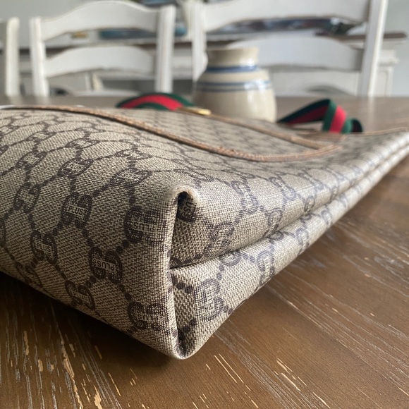 SOLD GUCCI Old Gucci Vintage GG Sherry Line Tote Bag PVC Leather Brown - Picture 8 of 16